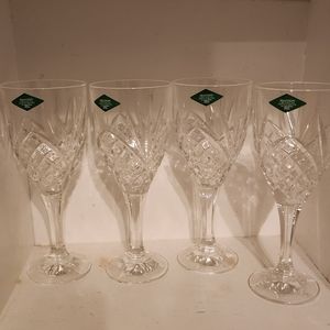 Set of 4 Shannon crystal wine goblets/glasses from Ireland